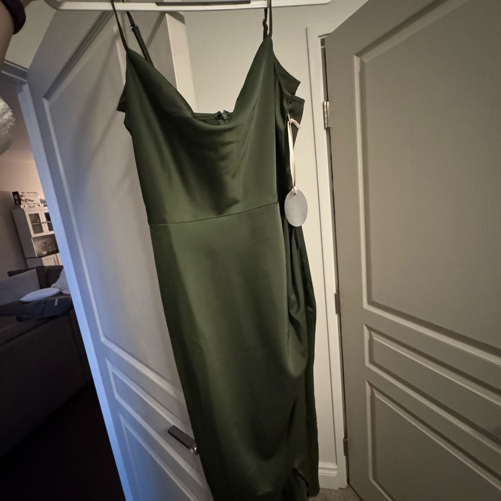 Elegant Olive Green Midi Dress